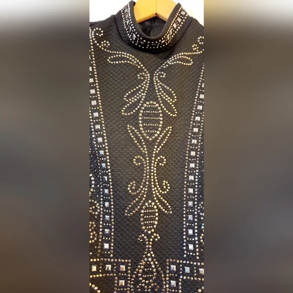 bebe Studded Embellished Black Mini Dress Size Extra Small - Picture 4 of 16